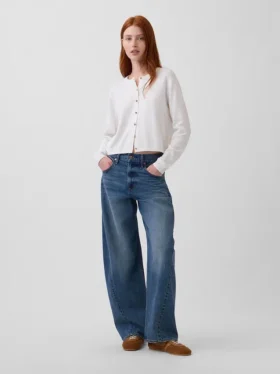 Cardigan corto dalla vestibilità comoda in 100% cotone