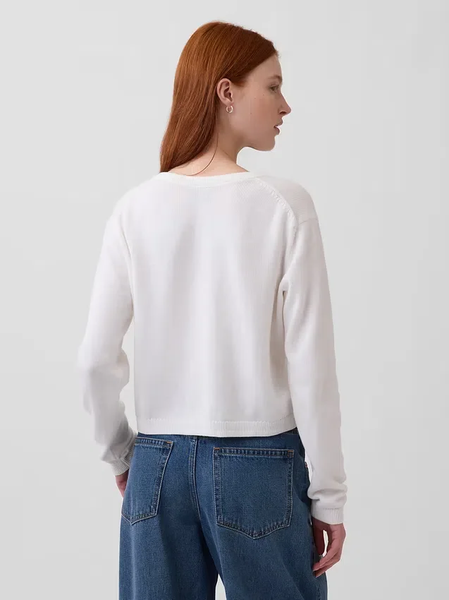 Cardigan corto dalla vestibilità comoda in 100% cotone