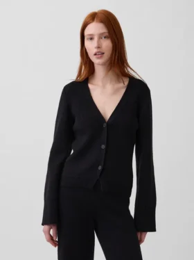 Cardigan dal taglio morbido con scollo a V in misto cotone