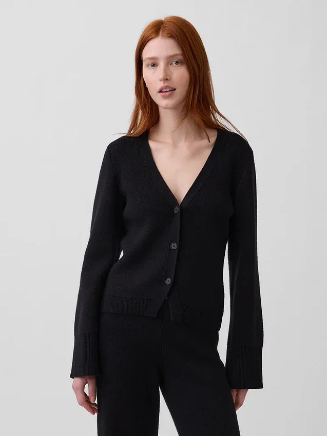 Cardigan dal taglio morbido con scollo a V in misto cotone