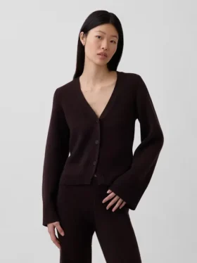 Cardigan dal taglio morbido con scollo a V in misto cotone