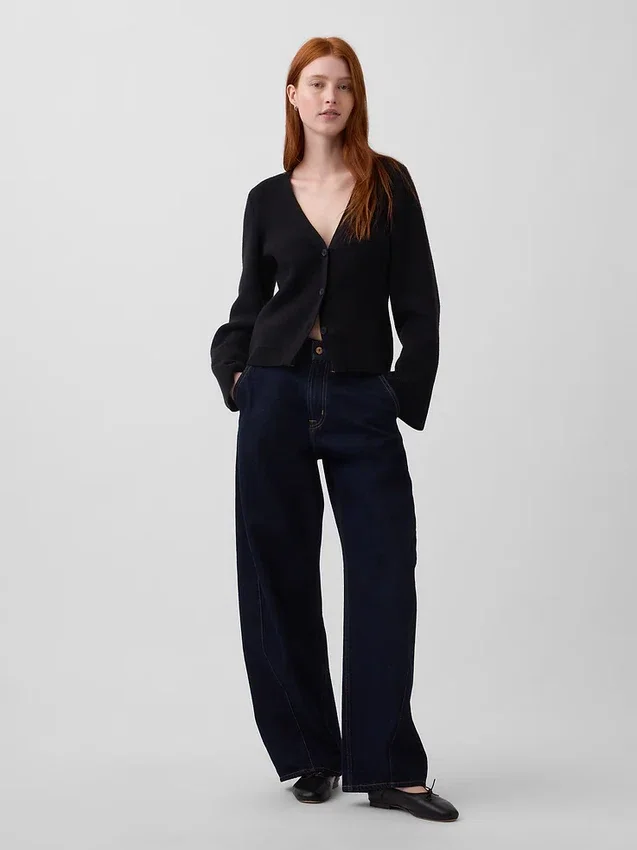 Cardigan dal taglio morbido con scollo a V in misto cotone
