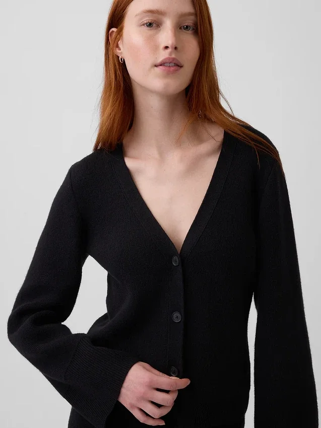 Cardigan dal taglio morbido con scollo a V in misto cotone
