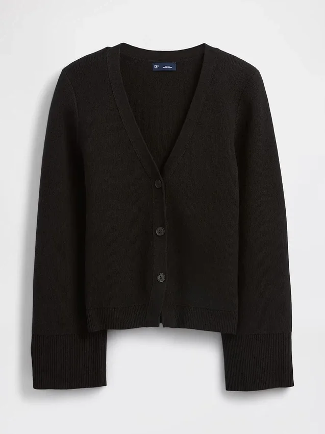 Cardigan dal taglio morbido con scollo a V in misto cotone