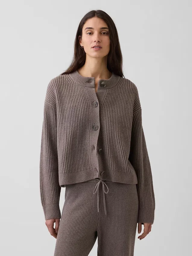 Cardigan oversize CashSoft a maglia shaker