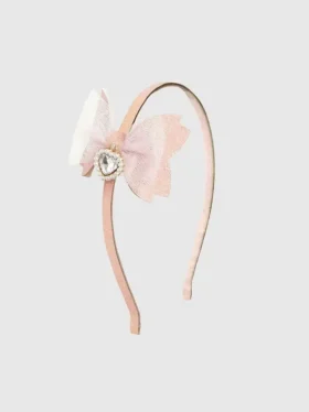 Cerchietto con fiocco glitterato e ciondolo a forma di cuore Sweet Wink