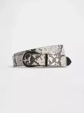 Cintura in pelle con stampa serpente