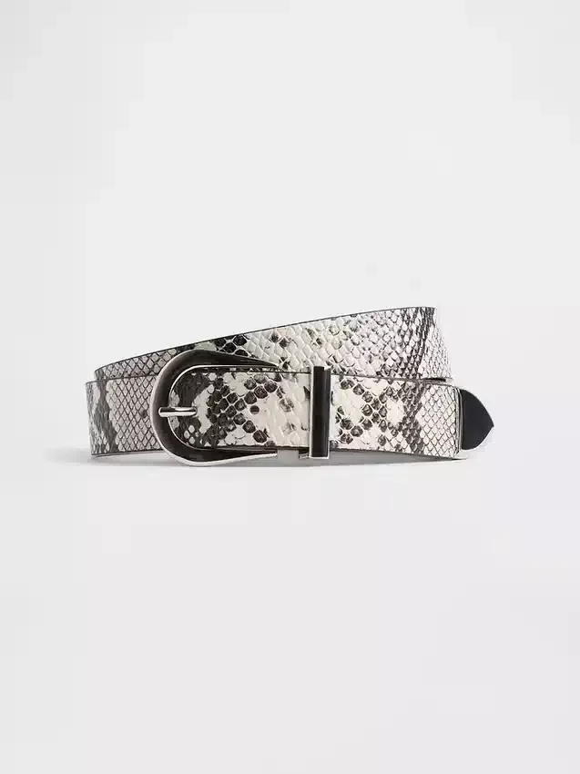 Cintura in pelle con stampa serpente