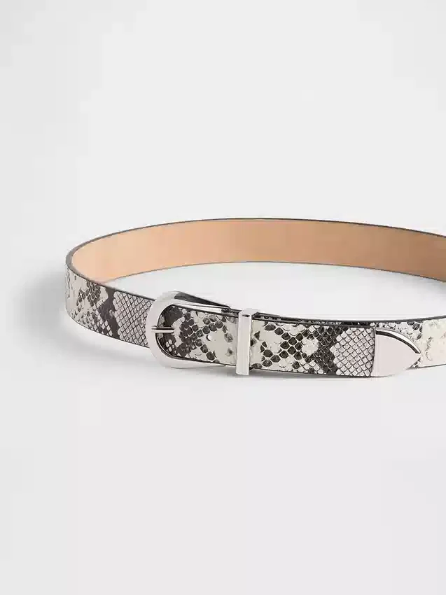 Cintura in pelle con stampa serpente