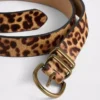 Cintura in pelle di vitello con stampa leopardata