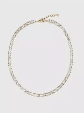 Collana tennis con ciondolo a forma di cuore baguette