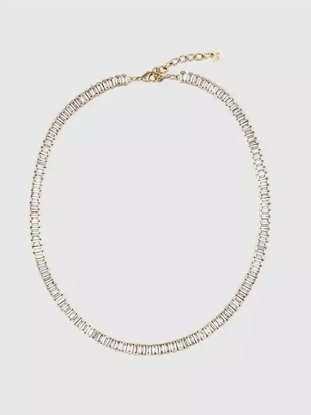 Collana tennis con ciondolo a forma di cuore baguette