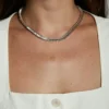 Collana tennis con ciondolo a forma di cuore baguette