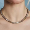 Collana tennis con ciondolo a forma di cuore baguette