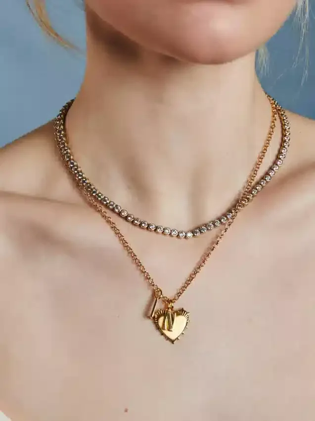 Collana Tennis Hart con montatura a castone