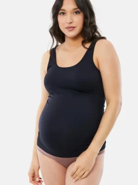 Confezione da 2 canotte premaman senza cuciture con sostegno per il pancione della linea Basics di Ingrid and Isabel
