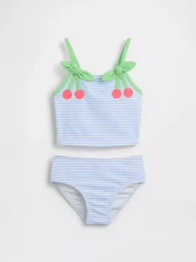 Costume da bagno a due pezzi in fantasia a quadretti ciliegia per neonato & bebè
