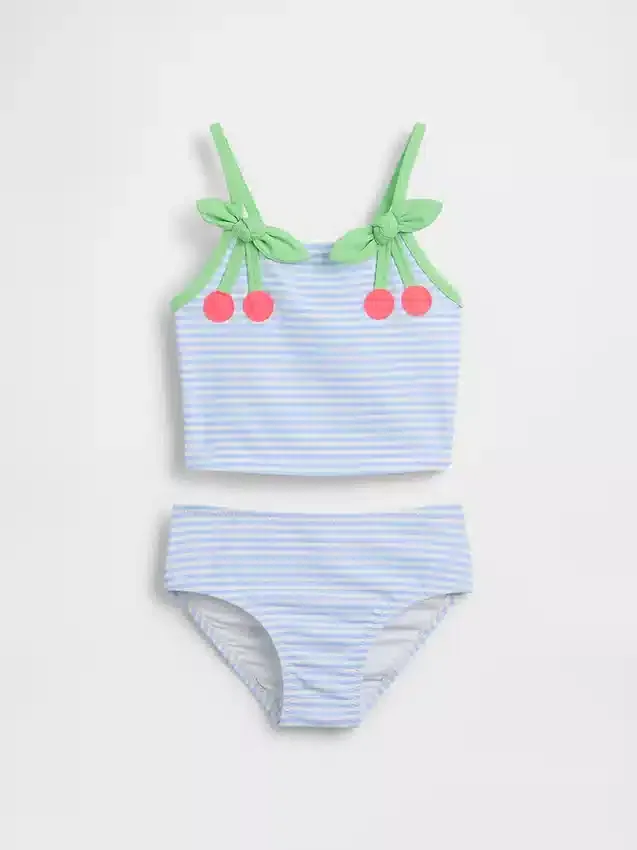 Costume da bagno a due pezzi in fantasia a quadretti ciliegia per neonato & bebè