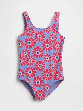 Costume da bagno tutina per bambini con spalline incrociate sulla schiena