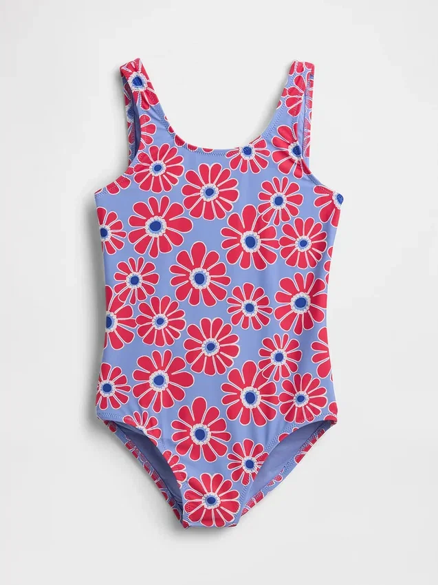 Costume da bagno tutina per bambini con spalline incrociate sulla schiena