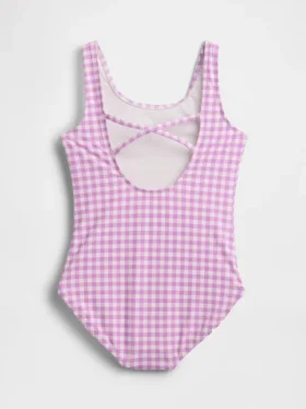 Costume da bagno tutina per bambini con spalline incrociate sulla schiena