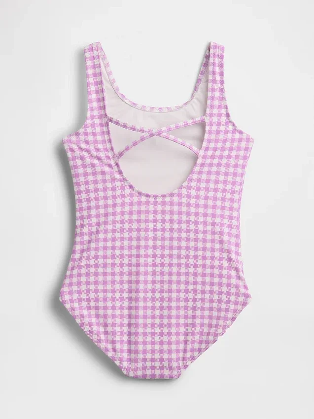 Costume da bagno tutina per bambini con spalline incrociate sulla schiena