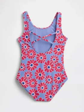 Costume da bagno tutina per bambini con spalline incrociate sulla schiena