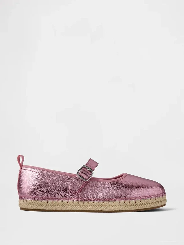 Espadrillas Mary Jane metallizzate per bambini