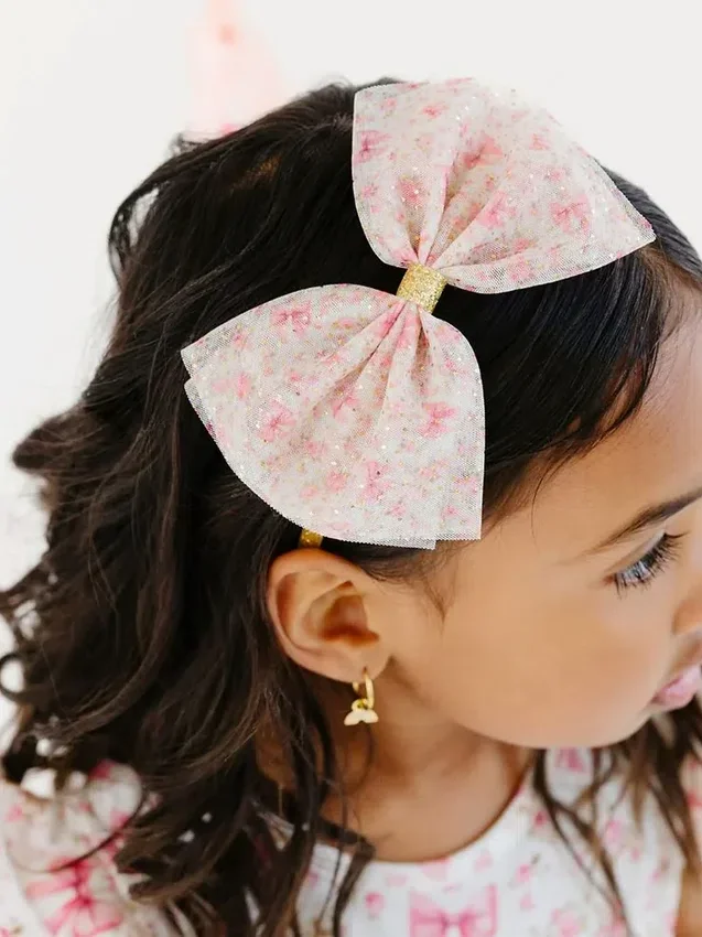 Fascia per capelli con fiocco in tulle a motivi floreali delicati “Sweet Wink”