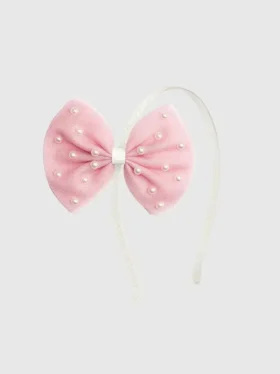 Fascia per capelli con grazioso fiocco in tulle e perline “Sweet Wink”