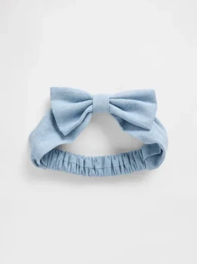 Fascia per capelli in denim con fiocco per neonati