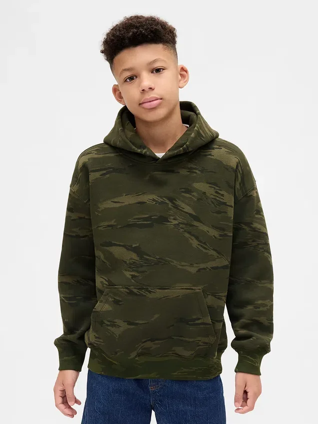 Felpa con cappuccio Camo dal taglio comodo per bambini