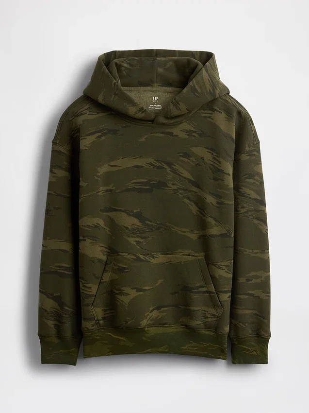 Felpa con cappuccio Camo dal taglio comodo per bambini