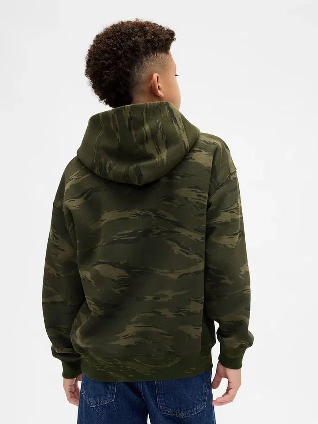 Felpa con cappuccio Camo dal taglio comodo per bambini