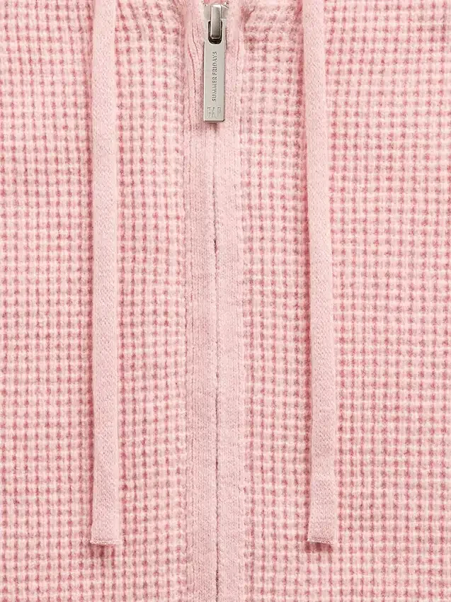 Felpa con cappuccio corta a trama waffle CashSoft GAP × Summer Fridays