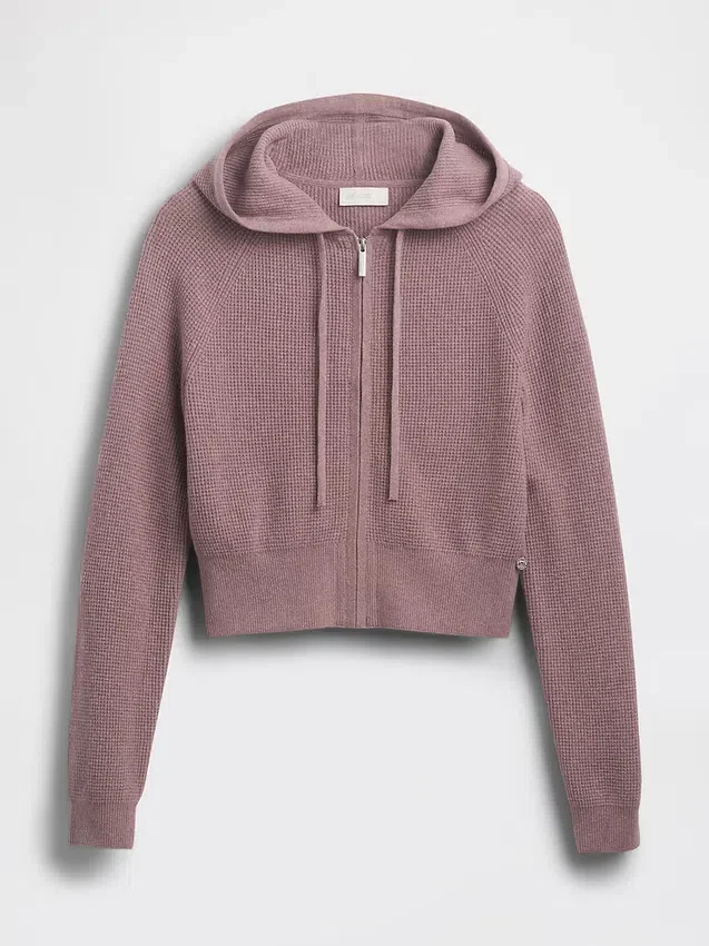 Felpa con cappuccio corta a trama waffle CashSoft GAP × Summer Fridays