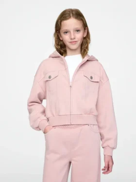 Felpa con cappuccio corta da bambino in Vintagesoft con zip