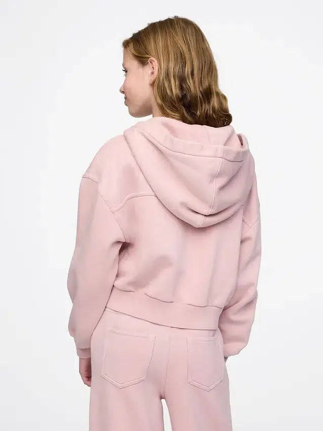 Felpa con cappuccio corta da bambino in Vintagesoft con zip