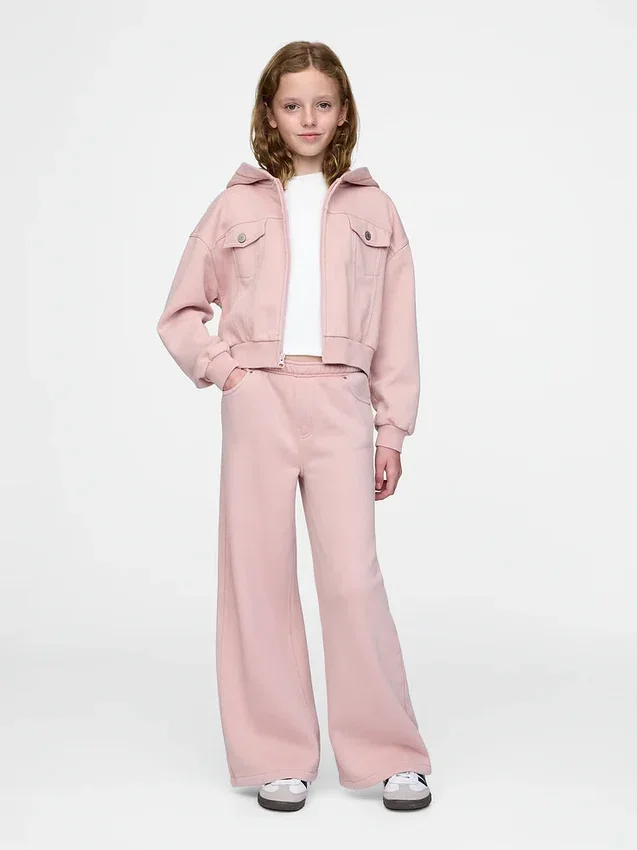 Felpa con cappuccio corta da bambino in Vintagesoft con zip
