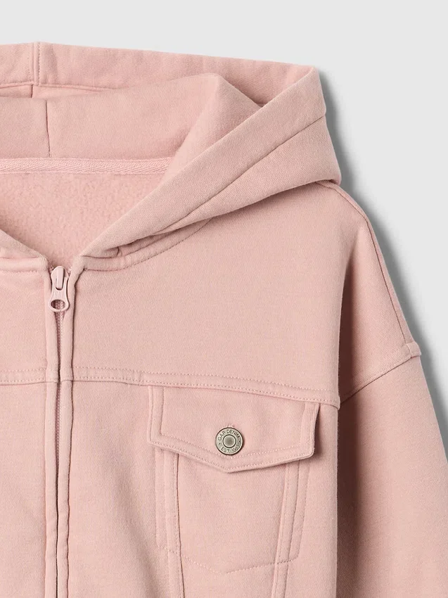 Felpa con cappuccio corta da bambino in Vintagesoft con zip