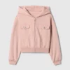 Felpa con cappuccio corta da bambino in Vintagesoft con zip