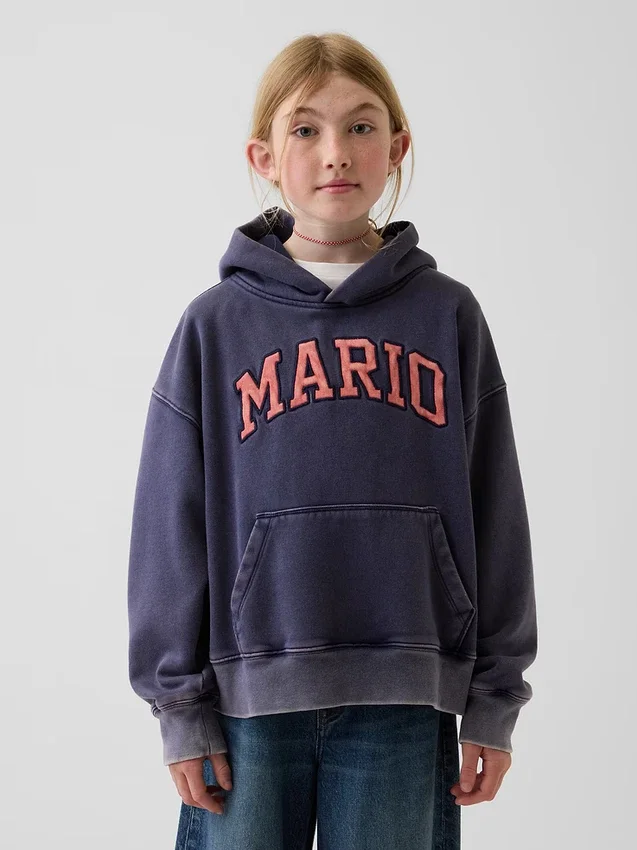Felpa con cappuccio da bambino Super Mario Vintagesoft dal taglio morbido