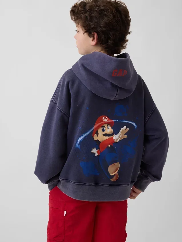 Felpa con cappuccio da bambino Super Mario Vintagesoft dal taglio morbido
