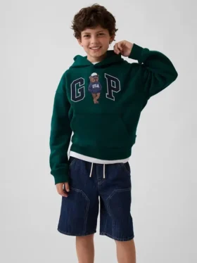 Felpa con cappuccio da bambino Vintagesoft dal taglio ampio con logo Brannan Bear