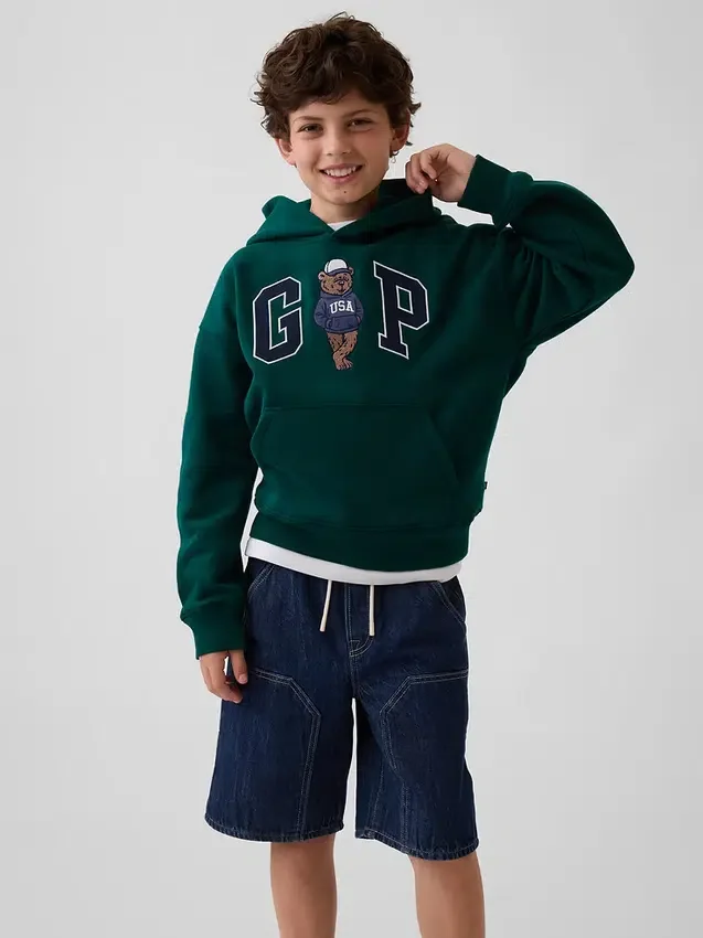 Felpa con cappuccio da bambino Vintagesoft dal taglio ampio con logo Brannan Bear