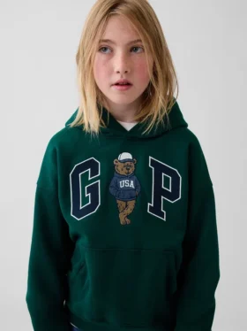 Felpa con cappuccio da bambino Vintagesoft dal taglio ampio con logo Brannan Bear