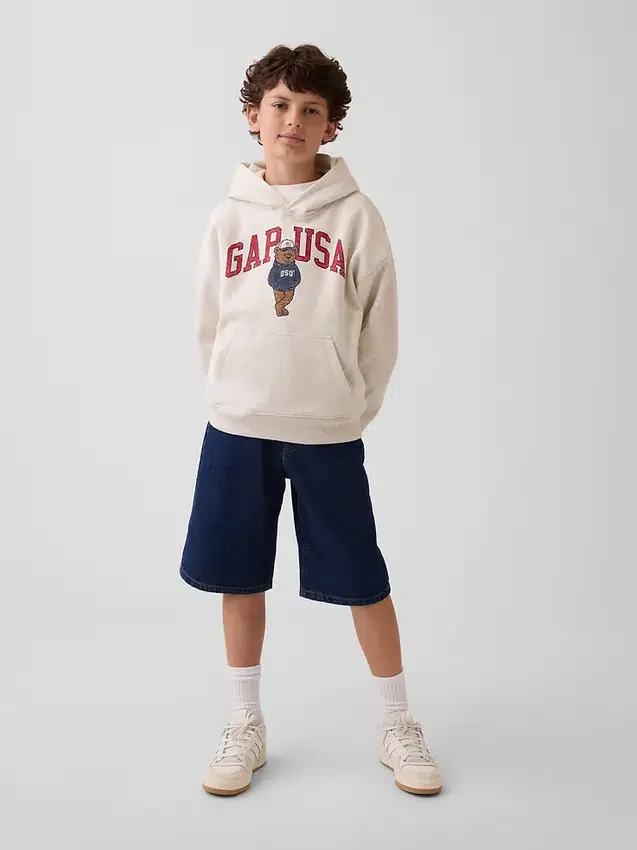 Felpa con cappuccio da bambino Vintagesoft dal taglio ampio con logo Brannan Bear