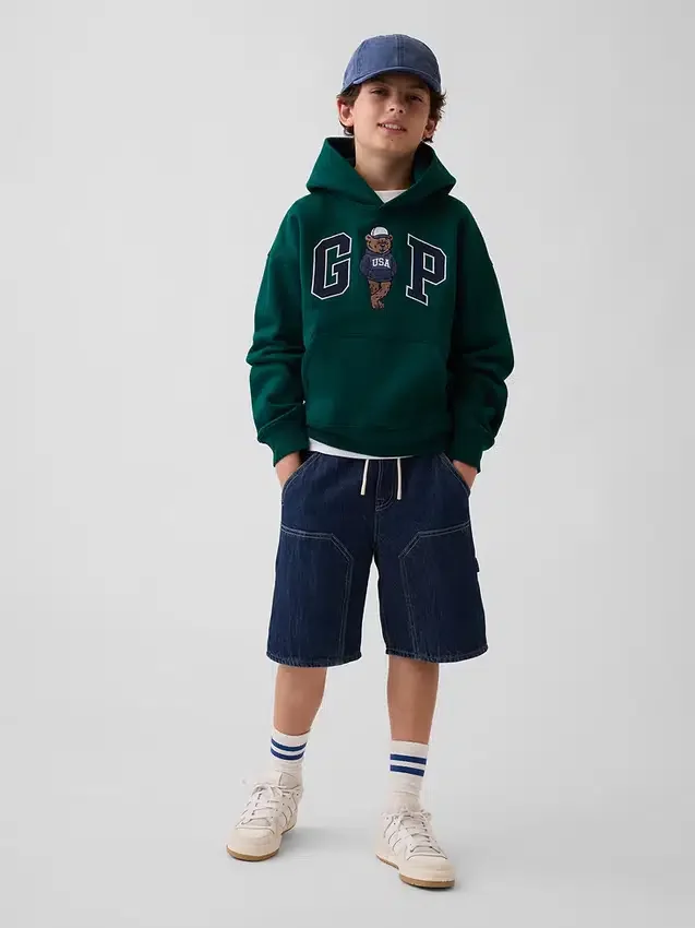 Felpa con cappuccio da bambino Vintagesoft dal taglio ampio con logo Brannan Bear