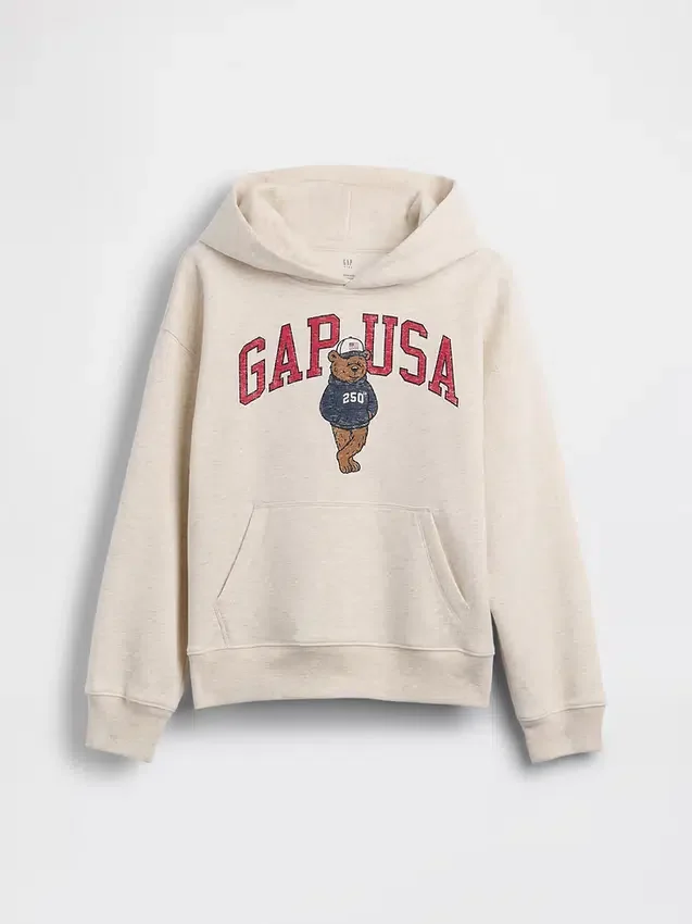 Felpa con cappuccio da bambino Vintagesoft dal taglio ampio con logo Brannan Bear