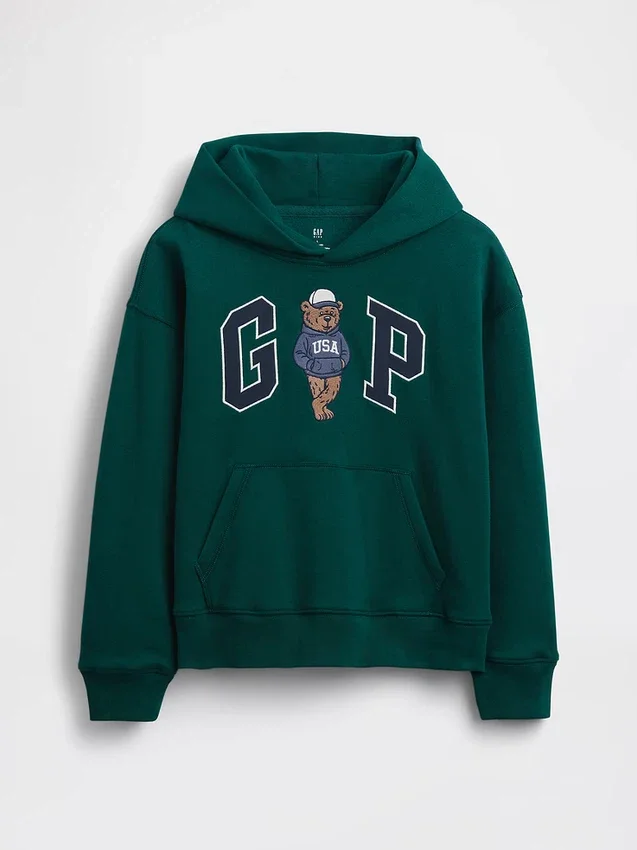 Felpa con cappuccio da bambino Vintagesoft dal taglio ampio con logo Brannan Bear